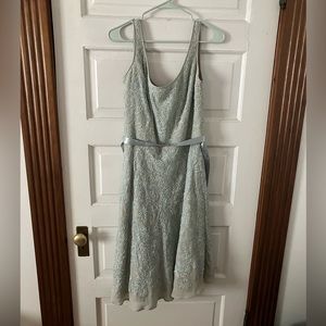 Talbots • Pure Silk Dress with Embroidered Design in Mint Green • Fully Lined